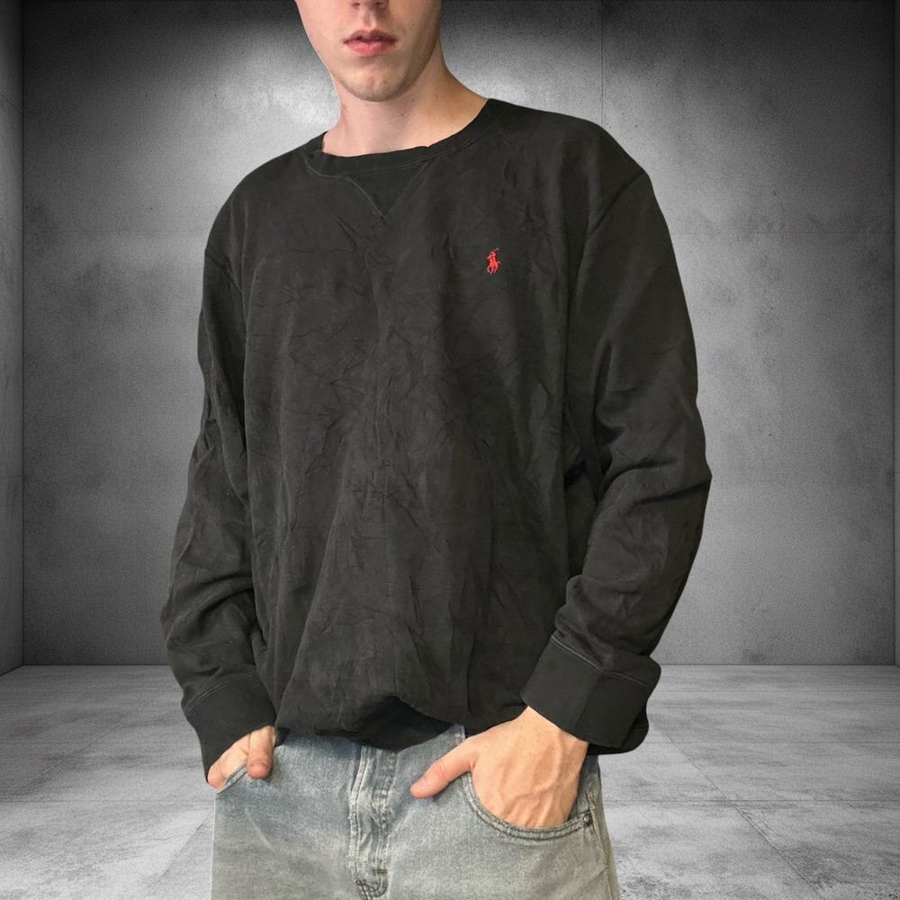 Polo Ralph Lauren Crewneck Sweatshirt XXL Faded Black Vintage 90s Boxy Skater